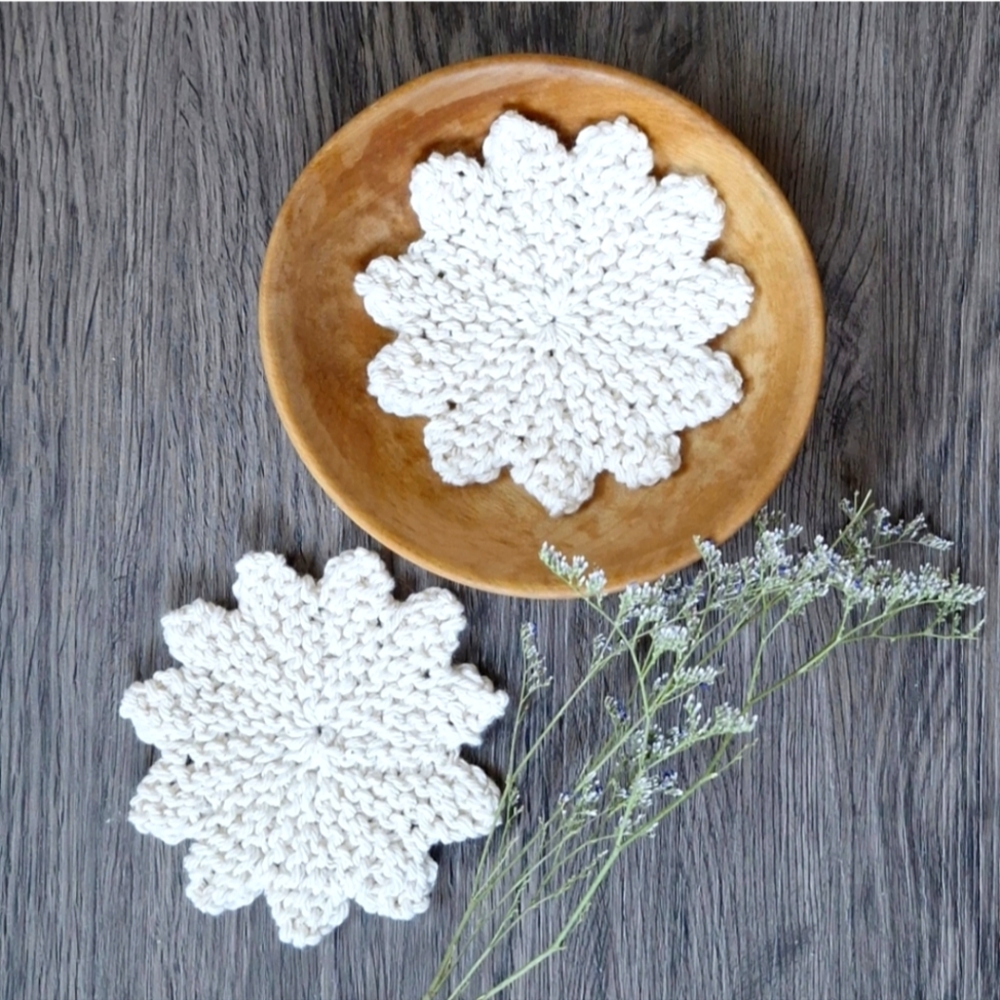 Handknit Star Coasters set of 2